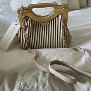 Madison West Tan Pleated Handbag